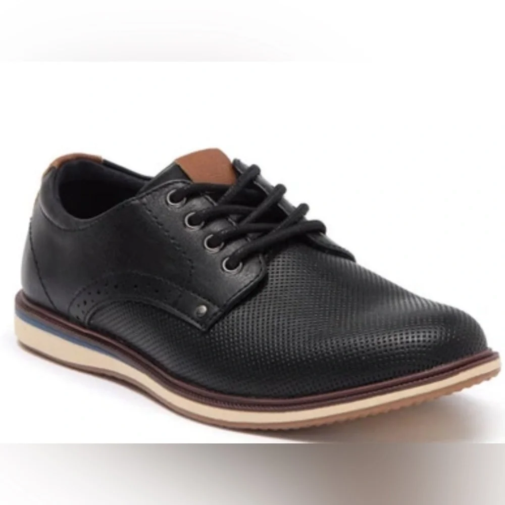 Nordstrom Kids Boys Nodorian Dress Shoe Black Kid Size 1 Used Vegan W/Sponge
